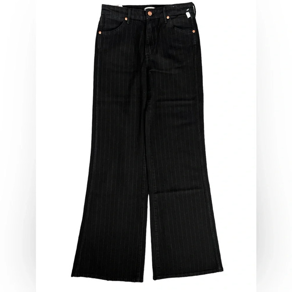 WRANGLER WOMEN'S BONNIE 683 BLACK PINSTRIPE MODERN LOOSE FLARE JEANS SIZE 28 NWT - Picture 3 of 12